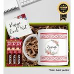 Kutup Kitap Kişiye Özel Kırmızı Motifli İsimli Otantik Kahve Hediye Seti Kupa Bardak - Beyaz