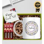 Kutup Kitap Kişiye Özel Oval Motifli İsimli Otantik Kahve Hediye Seti Kupa Bardak - Beyaz