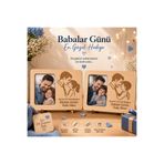 Kutup Yıldızı Tasarım Atölyesi Kişiye Özel Anneler Günü - Babalar Günü Ahşap Çerçeve Fotoğraf 10x15 Anne Kız / Anne Oğul Hediye