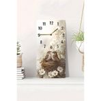 kutuTR 3D Görünümlü Kuşlu Çiçekli UV Baskı MDF Tablo Saat 20x40 cm Dekoratif Duvar Saati-DTS102