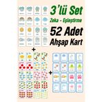 kutuTR 3’lü Set Zeka Eşleştirme Oyunu – 52 Adet Ahşap Kart – Hava Durumu, Sayı Ve Hayvan İngilizce Set 2