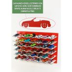 KutuTR 42 Araçlık Ahşap Duvar Rafı ( Hotweels ve Matchbox ) - Kırmızı - Beyaz