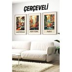 kutuTR Ahşap Çerçeveli Mdf Tablo Seti Matisse, Bohem, Kusama Salon Ve Oturma Odası İçin, ÇT3077