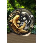 Kututr Altın & Gümüş Koi Balığı Uv Baskı 3D Gürünümlü Mdf Duvar Süsü – 33X33 Cm 20X20 Dt155,Ahşap Dt155 20 X