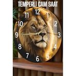 Kututr Aslan Figürlü 3D Görünümlü Temperli Cam Saat – 33 Cm Csdw405,Csdw405 X