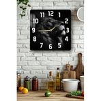 kutuTR Aslan Portresi Temalı Temperli Cam Kare Saat 33x33 cm Ebadında UV Baskı - KCS041