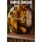 Kututr Aslan Temalı 3D Görünümlü Temperli Cam Saat – 33 Cm Csdw401,Csdw401 X