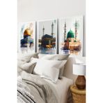 KutuTR Beyaz Çerçeveli 2d Uv Baskı 3’lü Mdf Tablo–islami Mimari Temalı-Beyaz CRV1182 - 42 x 62