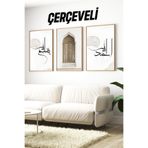 Kututr Bismillah Kapı Elhamdülillah Yazılı 3’Lü Çerçeveli Tablo Seti Crv1199,Çerçeveli Crv1199 32 X 42