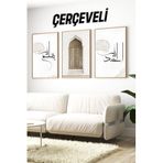 Kututr Bismillah Kapı Elhamdülillah Yazılı 3’Lü Çerçeveli Tablo Seti Crv1199,Çerçeveli Crv1199 42 X 62