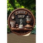 Kututr Coffee Shop Temalı Uv Baskılı 3D Gürünümlü Mdf Duvar Süsü – Dt077,Dt077 33 X