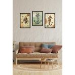 Kututr Dekorize Mdf 3 Parça Çerçeve Görünümlü Denizci Figürler 3036,Renkli 30 X 40