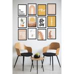 Kututr Dekorize Mdf Tablo Seti 12 Parça Salon Oturma Odası İçin Duvar Dekoru Çerçeve Görünümlü Onk Seri,Onk 1017 30 X 40