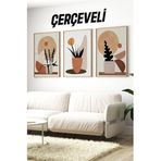 Kututr Dekorize Mdf Tablo Seti 3 Parça Mm Çerçeveli Salon Oturma Odası Için Bohem Duvar Dekoru 3006,Çerçeveli 3006 32 X 42