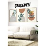 Kututr Dekorize Mdf Tablo Seti 3 Parça Mm Çerçeveli Salon Oturma Odası Için Bohem Duvar Dekoru 3015,Beyaz 32 X 42