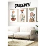 Kututr Dekorize Mdf Tablo Seti 3 Parça Mm Çerçeveli Salon Oturma Odası Için Bohem Duvar Dekoru 3018,Beyaz 23 X 32