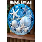 Kututr Deniz Yıldızı Ve Midye Desenli 3D Görünümlü Temperli Cam Saat – 33 Cm Csdw384,Csdw384 X