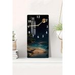 kutuTR Gece Manzaralı Ay Işığı Sahil Temalı Temperli Cam Duvar Saati 30X60 cm UV Baskı, USD077