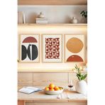 Kututr Geometrik Desenlerle Modern Dokunuş: 3'Lü Çerçeve Görünümlü Tablo Seti Crvs1135,Çerçevesiz Crvs1135 30 X 40