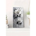 kutuTR Gümüş Güller Temalı Temperli Cam Duvar Saati 33x33 cm Sessiz Mekanizma HD UV Baskı, USD062