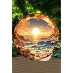 Kututr Gün Batımı Deniz Manzaralı Uv Baskı 3D Gürünümlü Mdf Duvar Süsü – 33X33 Cm & 20X20 Dt137,Ahşap Dt137 20 X