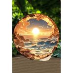 Kututr Gün Batımı Deniz Manzaralı Uv Baskı 3D Gürünümlü Mdf Duvar Süsü – 33X33 Cm & 20X20 Dt137,Ahşap Dt137 33 X