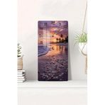 Kututr Gün Batımı Ve Deniz Kabukları Temalı Temperli Cam Tablo Saat – 30X60 Cm | Hd Uv Baskı Cusd079,Cusd079 30 X 60