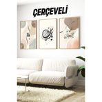 Kututr Hat Yazılı Modern 3'Lü Çerçeveli Tablo Seti Crv1088,Çerçeveli Crv1088 32 X 42