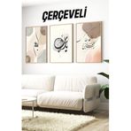 Kututr Hat Yazılı Modern 3'Lü Çerçeveli Tablo Seti Crv1088,Çerçeveli Crv1088 42 X 62