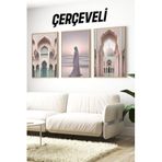 Kututr İslami Mimariden İlham Alan 3’Lü Çerçeveli Tablo Seti – Modern Ve Estetik Dokunuş Crv1210,Çerçeveli Crv1210 32 X 42