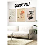 Kututr Japon Esintili Ağaç Ve Ay Temalı 3'Lü Çerçeveli Tablo Seti Crv1110,Çerçeveli Crv1110 42 X 62
