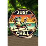 Kututr Just Chill – Şezlongda Keyif Yapan Kurbağa Mdf Duvar Dekoru Dt014,Dt014 20 X