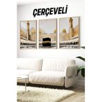 Kututr Kabe Manzaralı 3'Lü Tablo Seti – İslami Ve Zarif Dekor Crv1205,Çerçeveli Crv1205 23 X 32