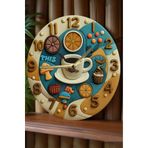 kutuTR Kahve ve Tatlı Temalı 3D Görünümlü MDF Duvar Saati – 33 cm sdw154