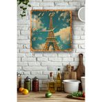 kutuTR Kozmik Gece ve Yeşil Işık Temalı Temperli Cam Kare Saat 33x33 cm Ebadında UV Baskı - KCS071