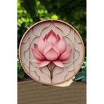 Kututr Lotus Çiçeği Uv Baskı 3D Gürünümlü Mdf Duvar Süsü – 33X33 Cm & 20X20 Dt144,Ahşap Dt144 20 X
