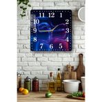 kutuTR Mavi ve Pembe Işık Geçişli Soyut Desenli Temperli Cam Kare Saat 33x33 cm Ebadında UV Baskı - KCS043