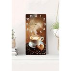 kutuTR MDF TABLO SAAT 30x60 cm Kahve ve Kalp Figürlü UV Baskı Duvar Saati, USD010