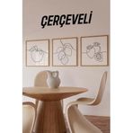 Kututr Meyve Temalı 3’Lü Çizgisel Tablo Seti | Tek Çizim Stil Uv Baskı – Mdf –Ahşap Çerçeve Kr4049,Çerçeveli Kr4049 23 X