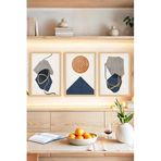 Kututr Modern Minimal Geometrik Soyut 3'Lü Çerçeve Görünümlü Tablo Seti Crvs1141,Çerçevesiz Crvs1141 30 X 40