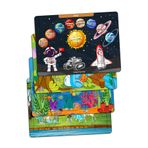 kutuTR Notpa Çocuklar İçin Eğitici ve Öğretici Ahşap 24 Parça Renkli Puzzle 4'lü Set, MDF Malzeme, 2 Yaş ve Üzeri, Deniz Hayvanları Uzay Kaşif Çocuklar Sevimli Hayvanlar Temalı, 4lüpuzzleset12