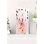 Kututr Pembe Çiçek Desenli Temperli Cam Tablo Saat – 30×60 Cm Hd Uv Baskı– Cusd205,Çok Renkli 30 X 60