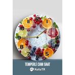 kutuTR RENKLİ MEYVELER DESENLİ 3D Görünümlü Temperli Cam Saat – 33 cm CSDW349