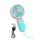 Kututr Renkli Mini Çiçek Fan – El Tipi Şarjlı Vantilatör,Pembe Turkuaz