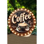 Kututr Retro Tarzda Işıltılı Coffee Yazılı Uv Baskılı 3D Gürünümlü Mdf Duvar Süsü Dt085,Dt085 20 X
