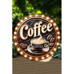 Kututr Retro Tarzda Işıltılı Coffee Yazılı Uv Baskılı 3D Gürünümlü Mdf Duvar Süsü Dt085,Dt085 33 X