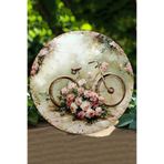 Kututr Romantik Bisiklet Ve Gül Desenli Uv Baskı 3D Gürünümlü Mdf Duvar Süsü – 33X33 Cm & 20X20 Dt166,Ahşap Dt166 20 X