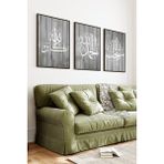 KutuTR Siyah Çerçeveli 2d Uv Baskı 3’lü Mdf Tablo Set – Hat Yazılı Dekoratif Duvar Tablosu-Siyah CRV12336 - 32 x 42