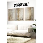Kututr Soyut Doku Manevi Anlam! 3’Lü İslami Tablo Seti Crv1194,Çerçeveli Crv1194 42 X 62