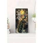 kutuTR Tavus Kuşu ve Ay Işığı Desenli Temperli Cam Tablo Saat 30x60 cm, USD024